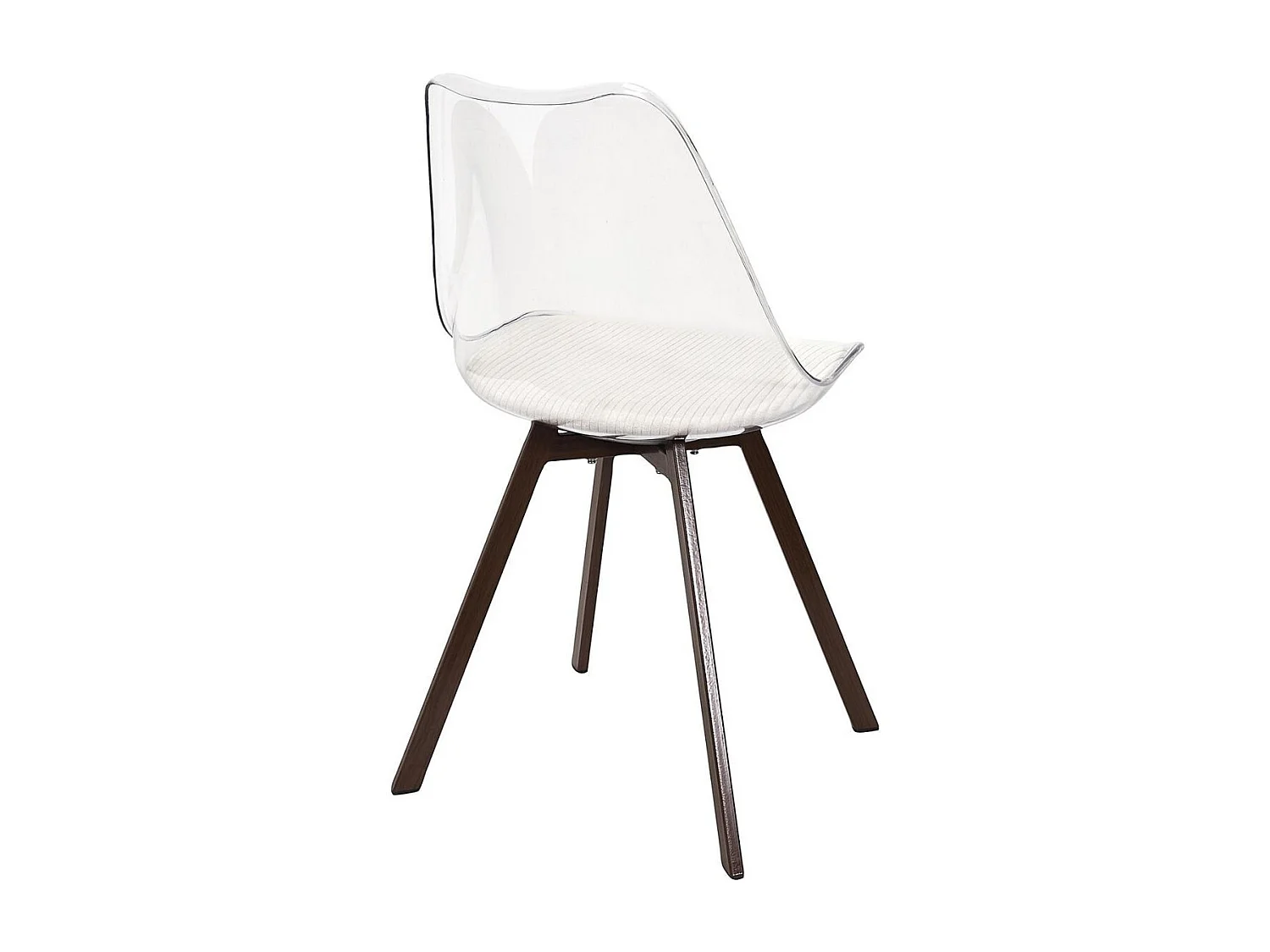 Lot de 2 chaises coque transparente coussin assise en velours côtelé crème - MOARY