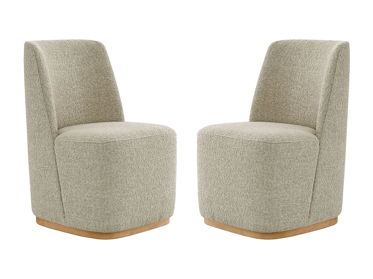 Lot De 2 Chaises De Salle À Manger Rembourrées À Roulettes, En Tissu Certifié FSC, Fausse Angora Pour Salle De Lecture, Salle D'Attente, Cuisine-Blanc cassé