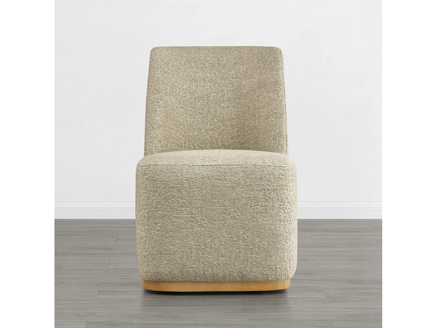 Lot De 2 Chaises De Salle À Manger Rembourrées À Roulettes, En Tissu Certifié FSC, Fausse Angora Pour Salle De Lecture, Salle D'Attente, Cuisine-Blanc cassé