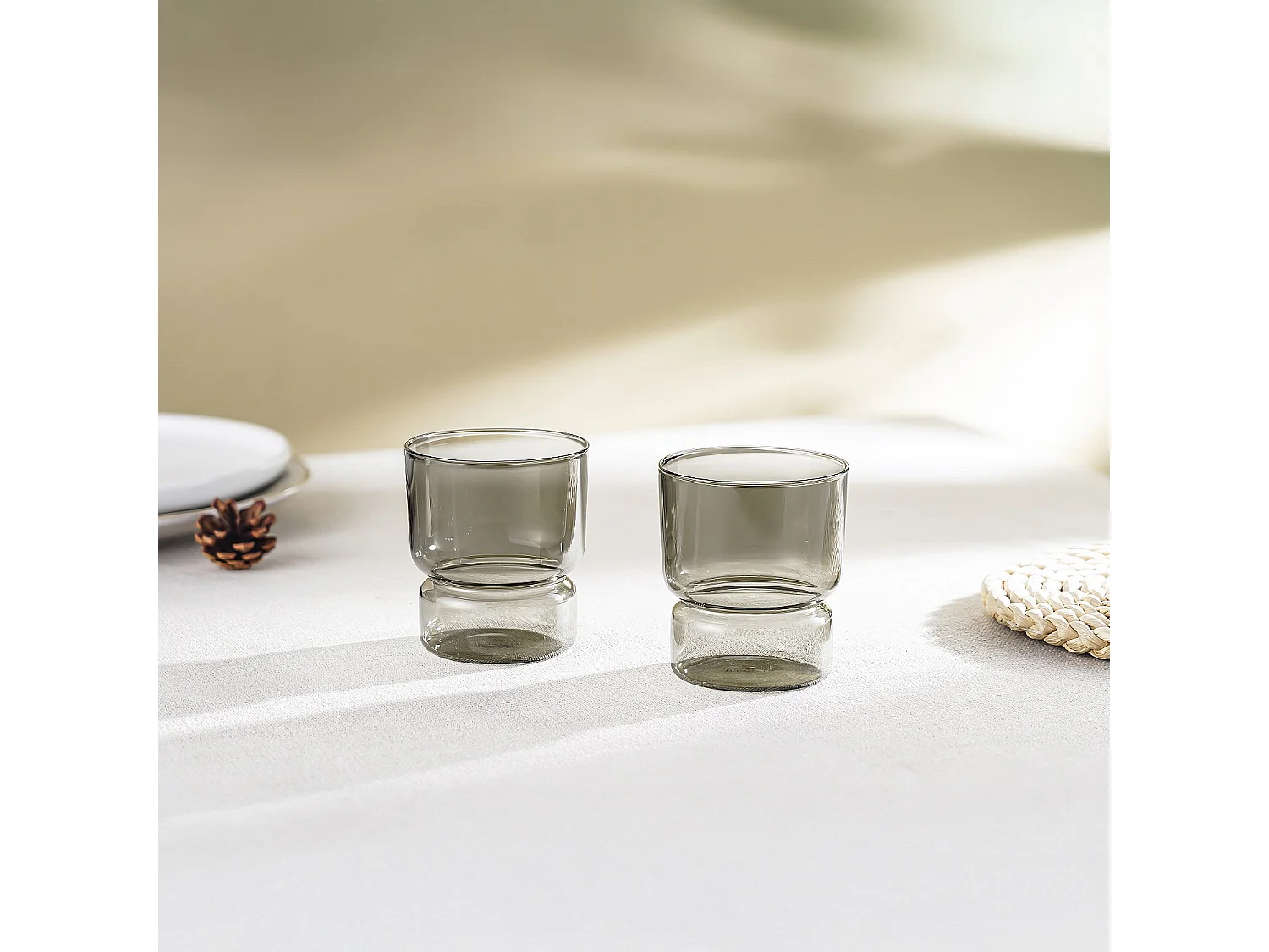 Lot de 2 verres - 30 cl - Gris