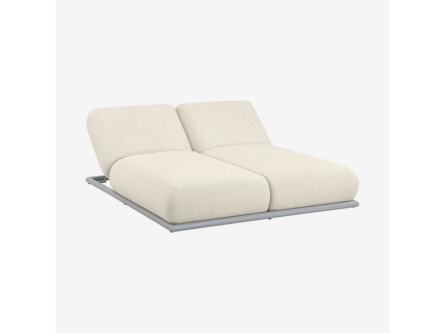 Bain de soleil double en tissu déperlant et aluminium gris clair - Crème