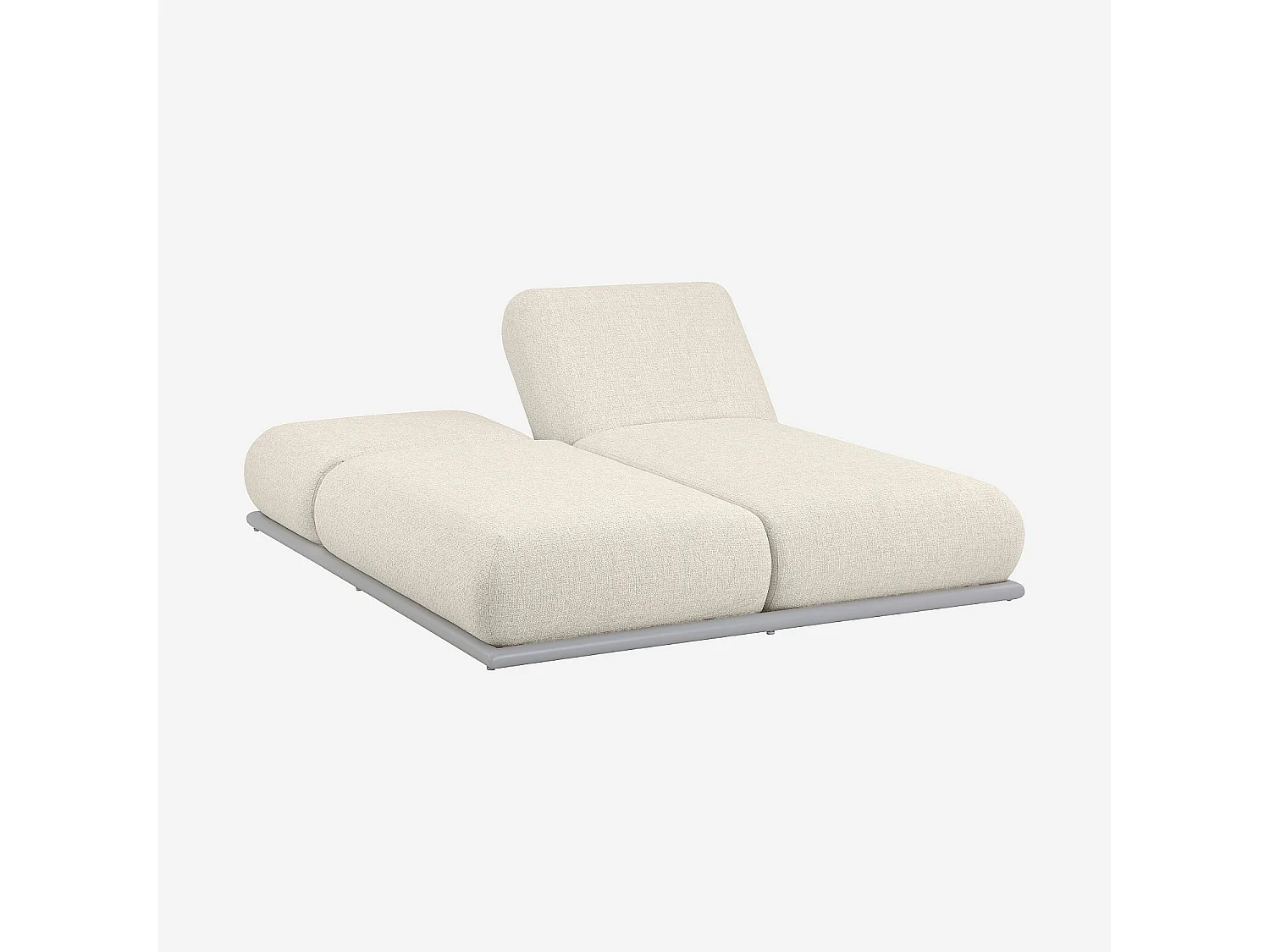 Bain de soleil double en tissu déperlant et aluminium gris clair - Crème