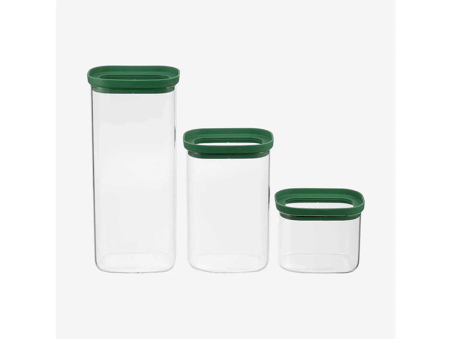 Habitat - Lot de 3 bocaux de conservation en verre - 60 / 130 / 200 cl - Vert - Aloe