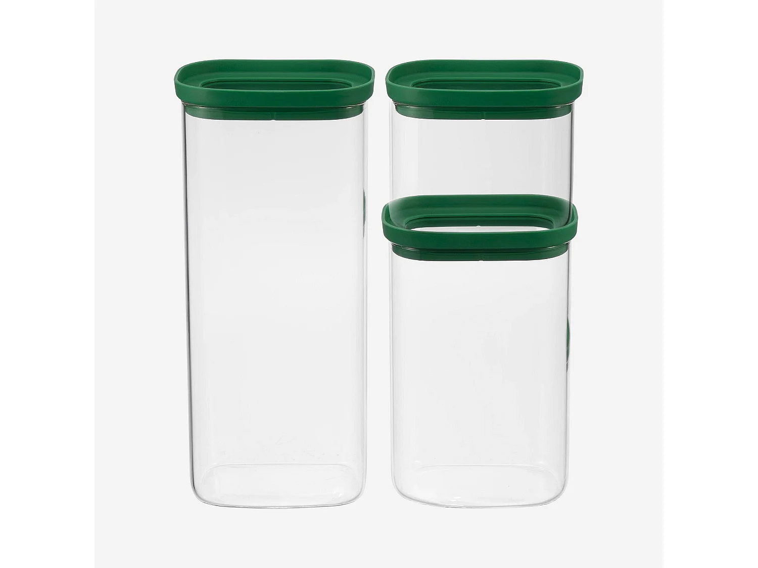 Habitat - Lot de 3 bocaux de conservation en verre - 60 / 130 / 200 cl - Vert - Aloe