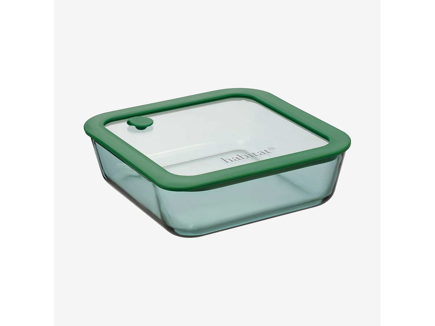 Habitat - Lot de 3 boîtes de conservation carrées en verre avec couvercle transparent et valve - Vert - Aloe