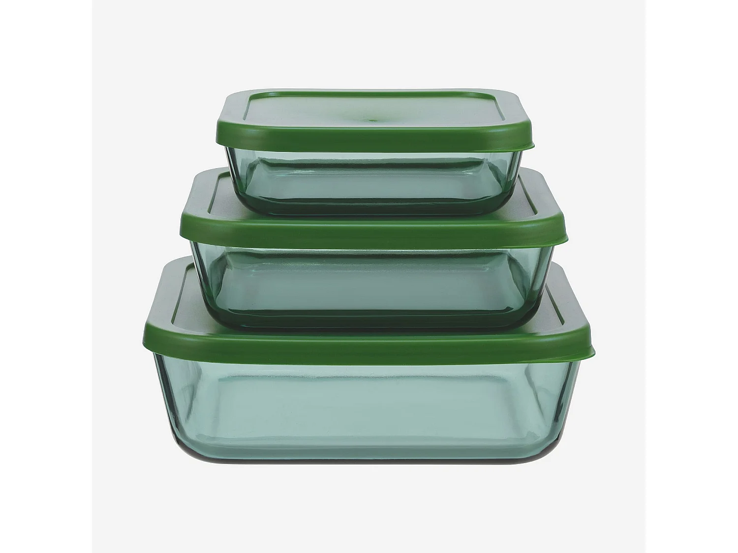 Habitat - Lot de 3 boîtes de conservation carrées en verre - Vert - Aloe