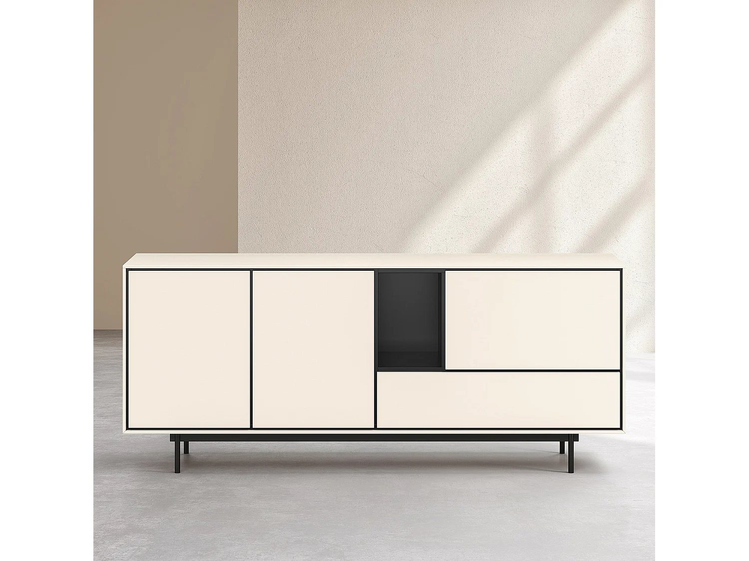 Buffet bas 3 portes et 1 tiroir - Beige - Design by Céline Mognon Fichet