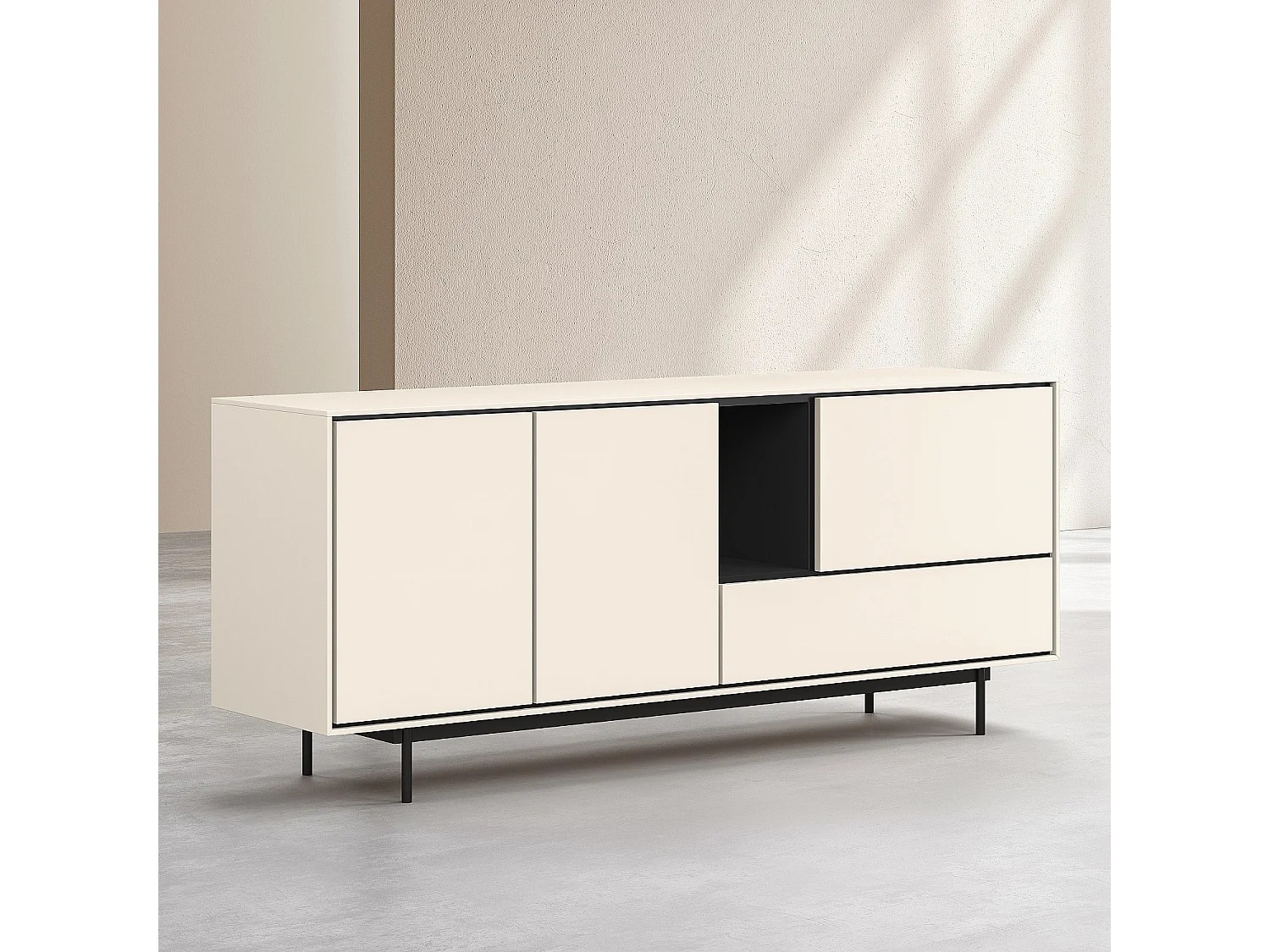 Buffet bas 3 portes et 1 tiroir - Beige - Design by Céline Mognon Fichet
