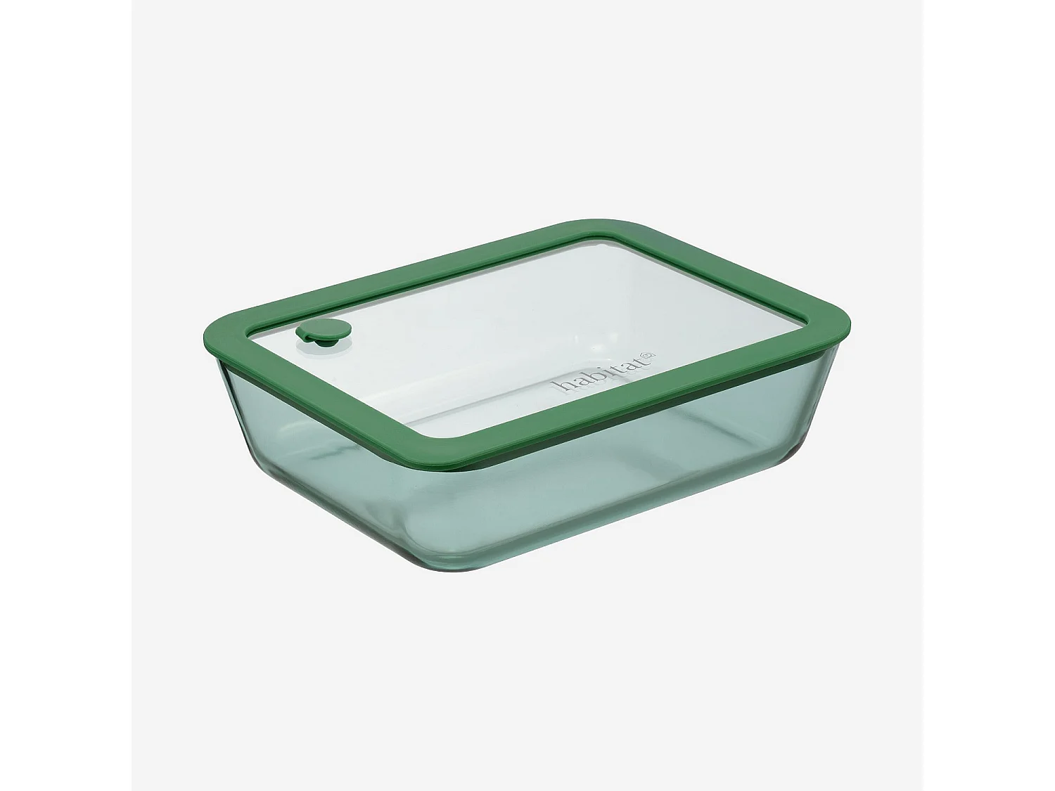 Habitat - Lot de 3 boîtes de conservation rectangulaires en verre avec couvercle transparent et valve - Vert - Aloe