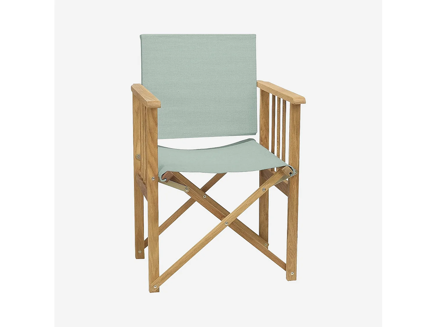 Lot de 2 chaises de jardin pliantes en chêne et toiles en coton - Vert céladon
