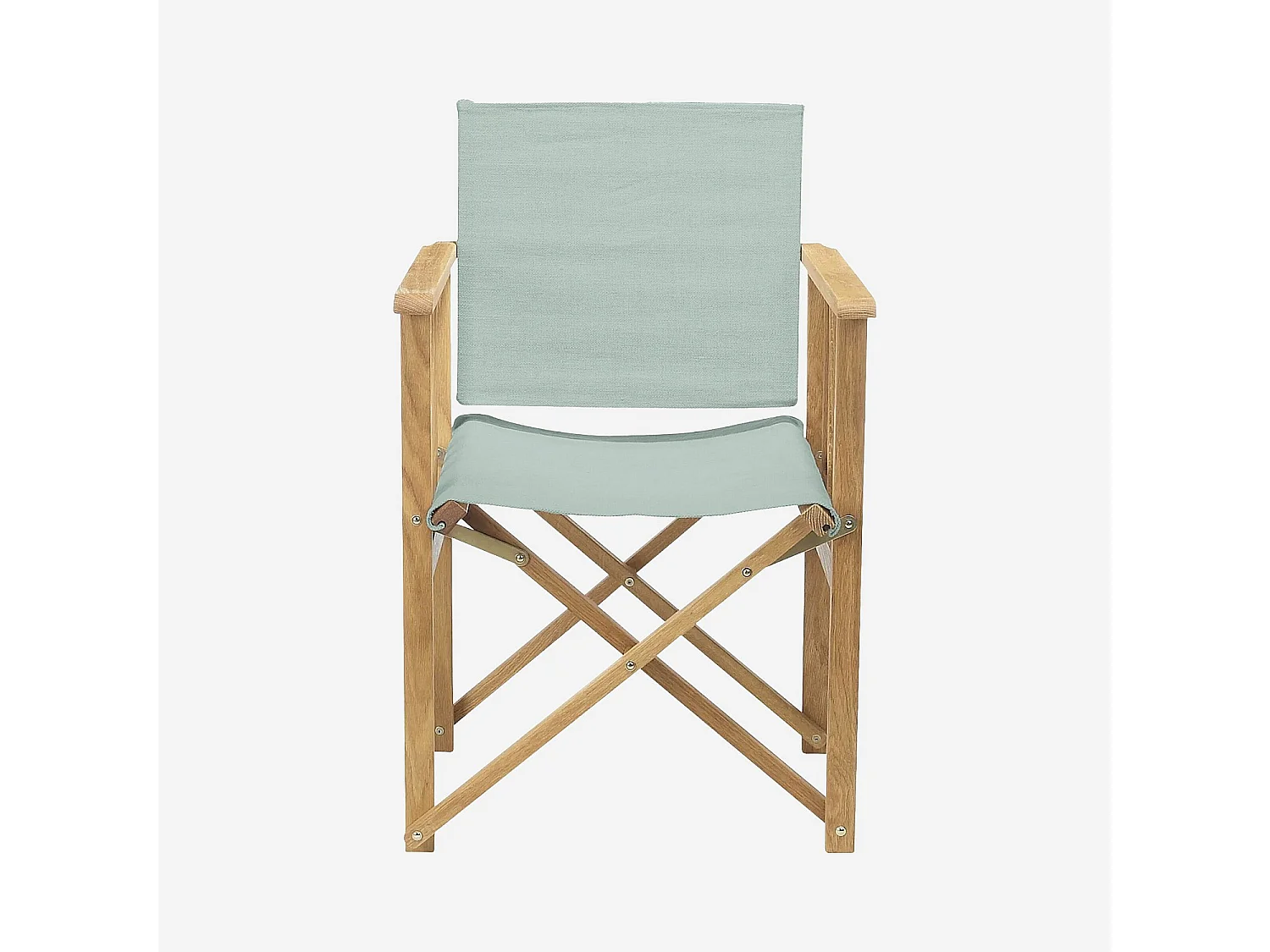 Lot de 2 chaises de jardin pliantes en chêne et toiles en coton - Vert céladon