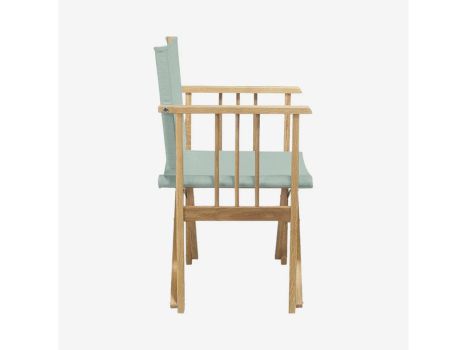 Lot de 2 chaises de jardin pliantes en chêne et toiles en coton - Vert céladon