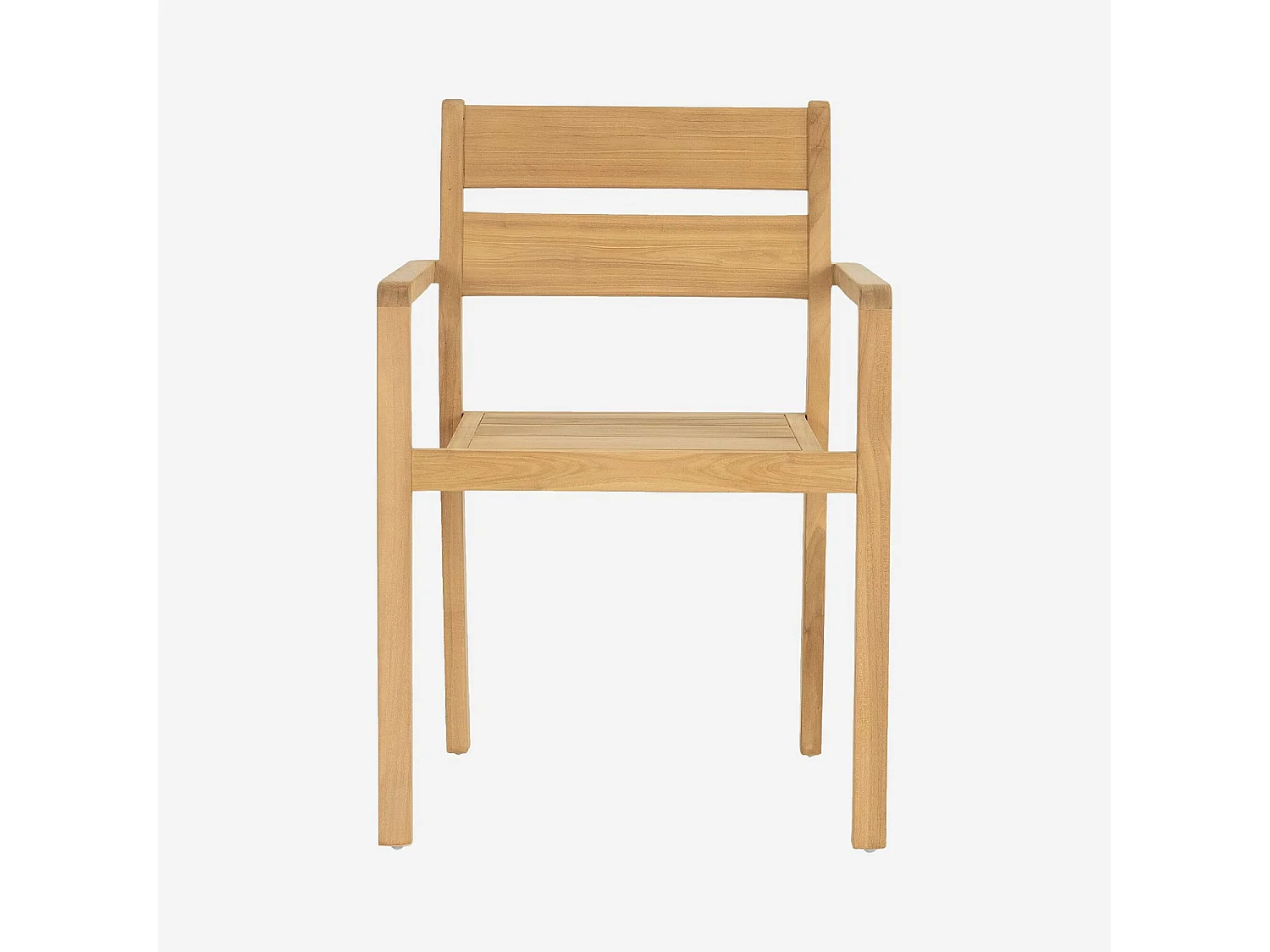 Lot de 2 chaises de jardin en teck massif - Naturel