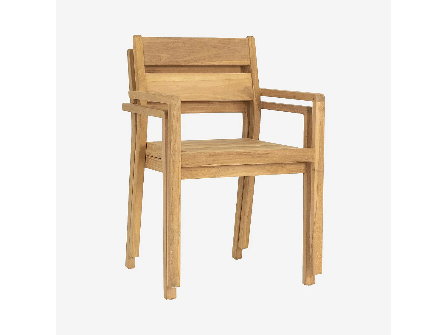 Lot de 2 chaises de jardin en teck massif - Naturel