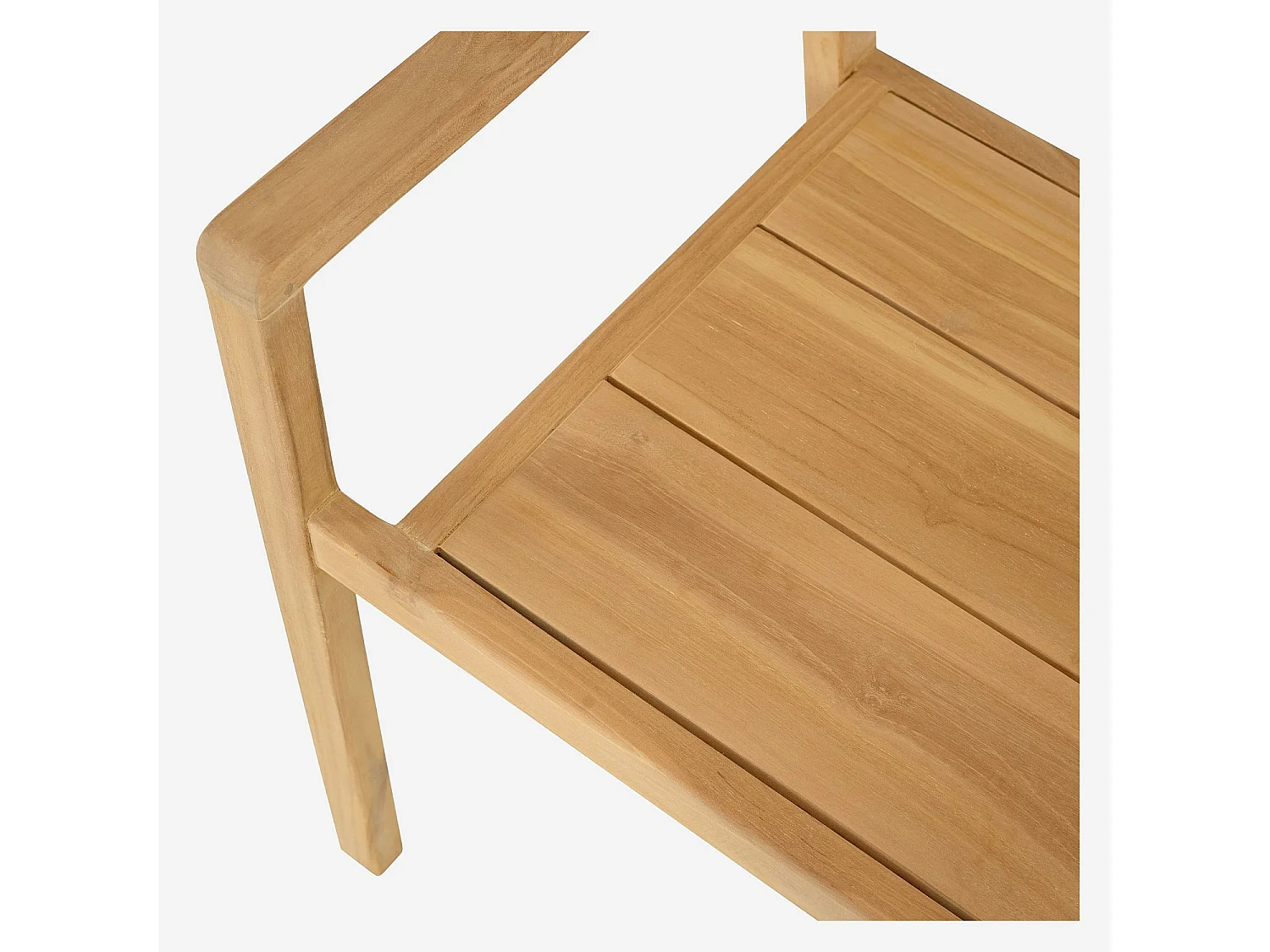 Lot de 2 chaises de jardin en teck massif - Naturel