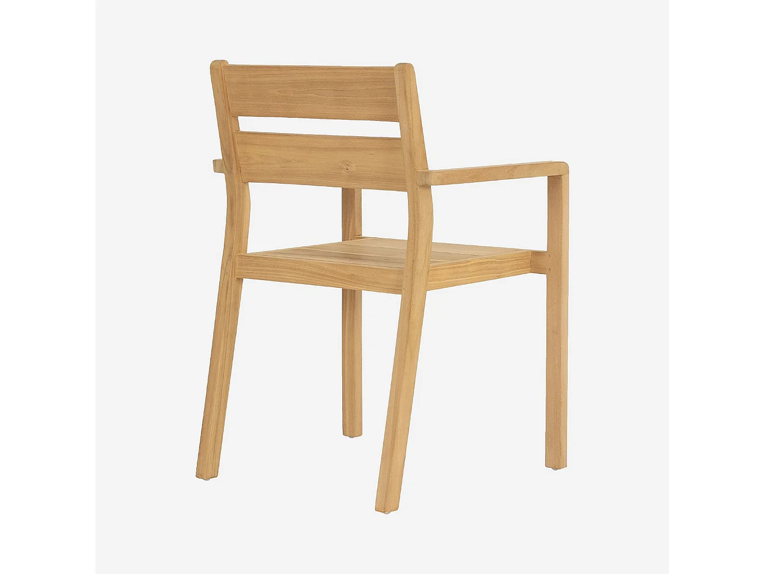 Lot de 2 chaises de jardin en teck massif - Naturel