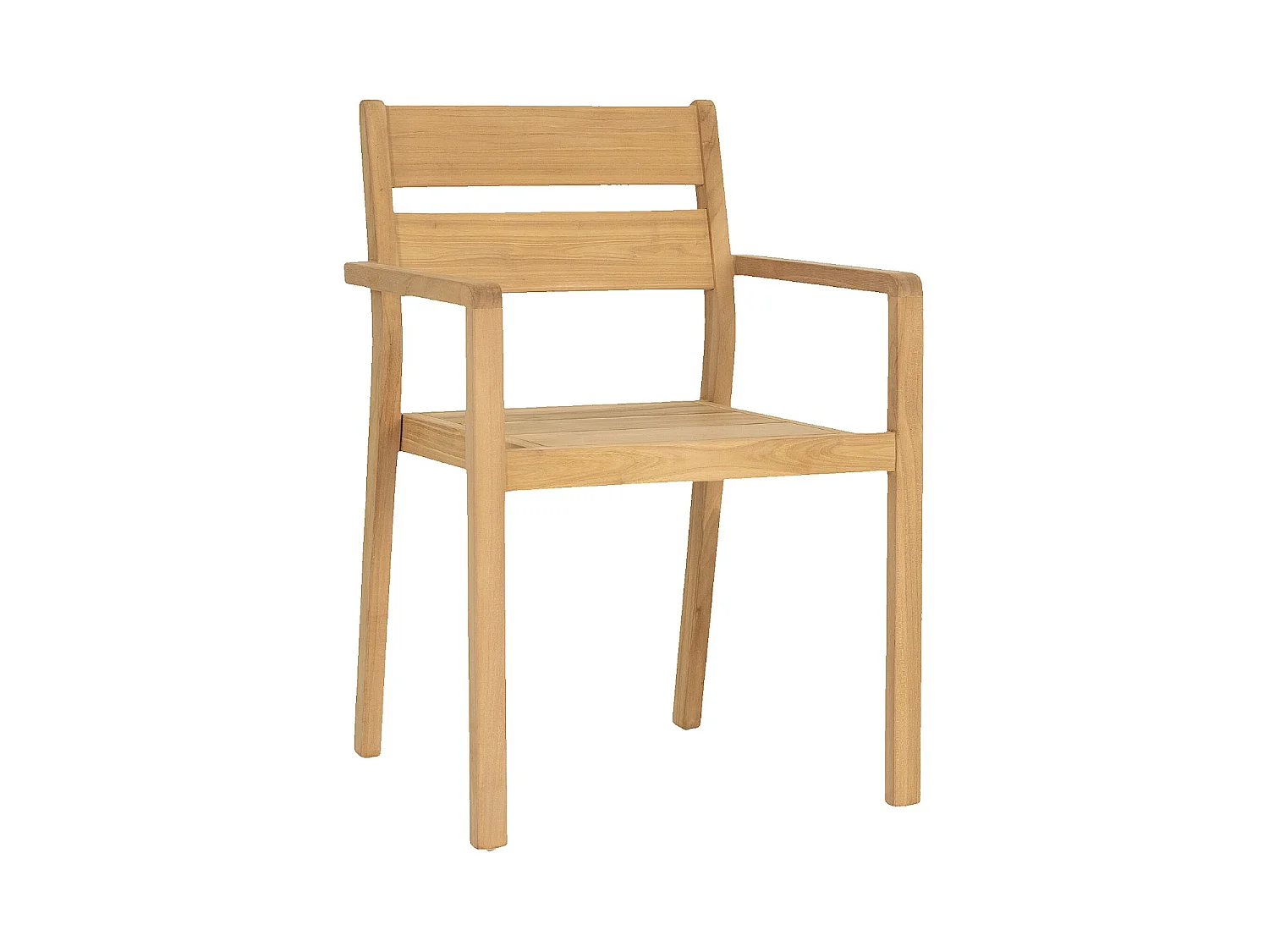 Habitat - Lot de 2 chaises de jardin en teck massif - Naturel - Calvia
