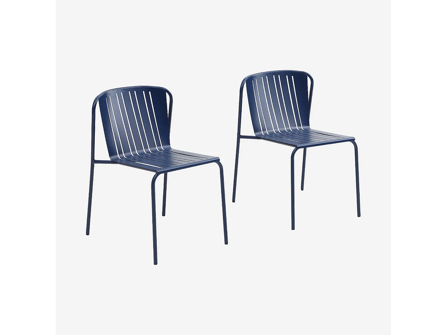Lot de 2 chaises de jardin en acier - Bleu nuit
