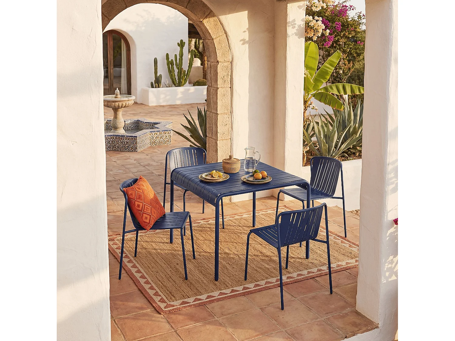 Lot de 2 chaises de jardin en acier - Bleu nuit