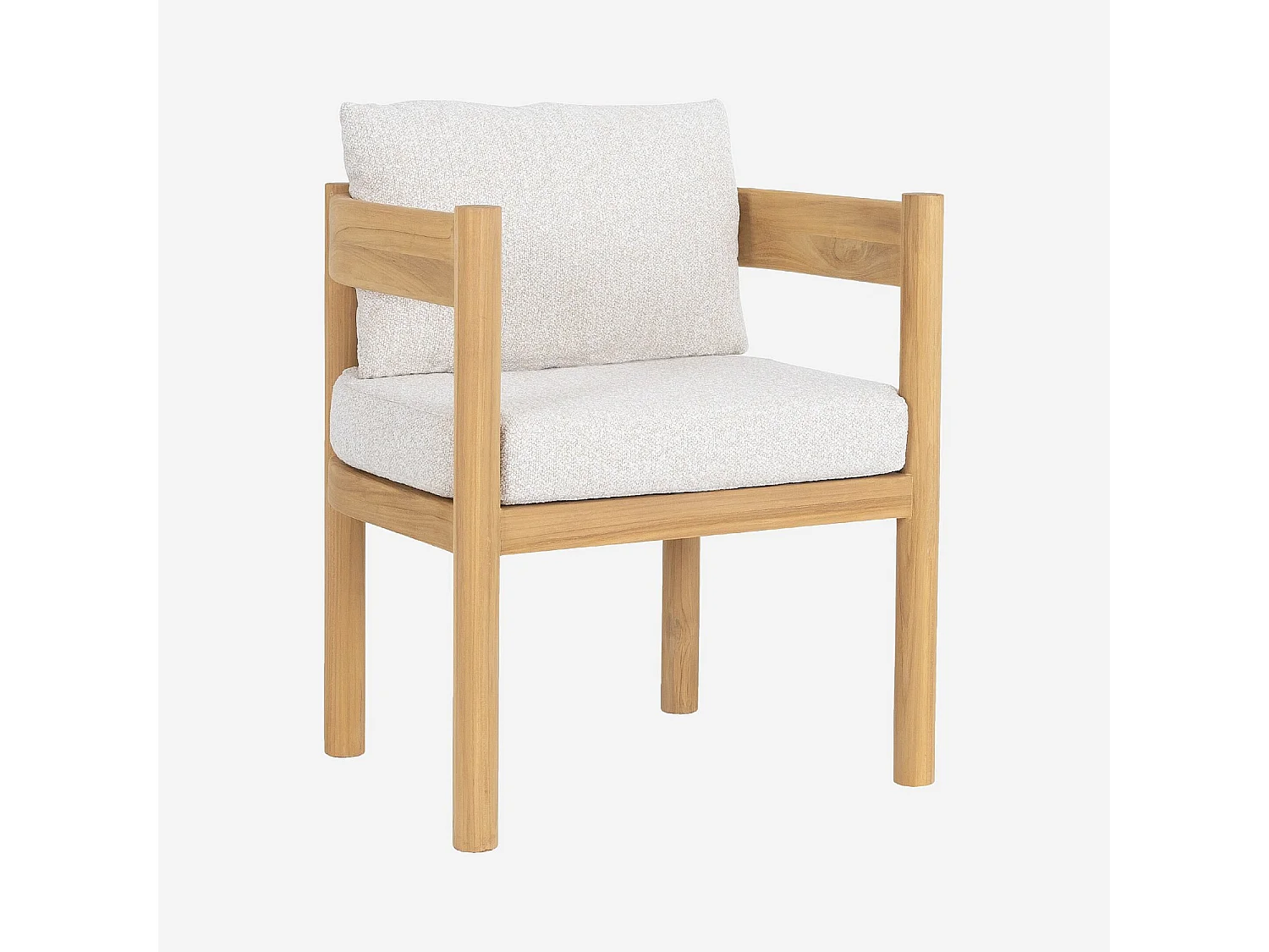 Chaise de jardin en tissu déperlant et teck massif - Blanc cassé