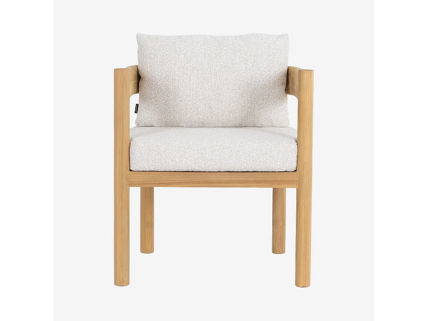 Chaise de jardin en tissu déperlant et teck massif - Blanc cassé