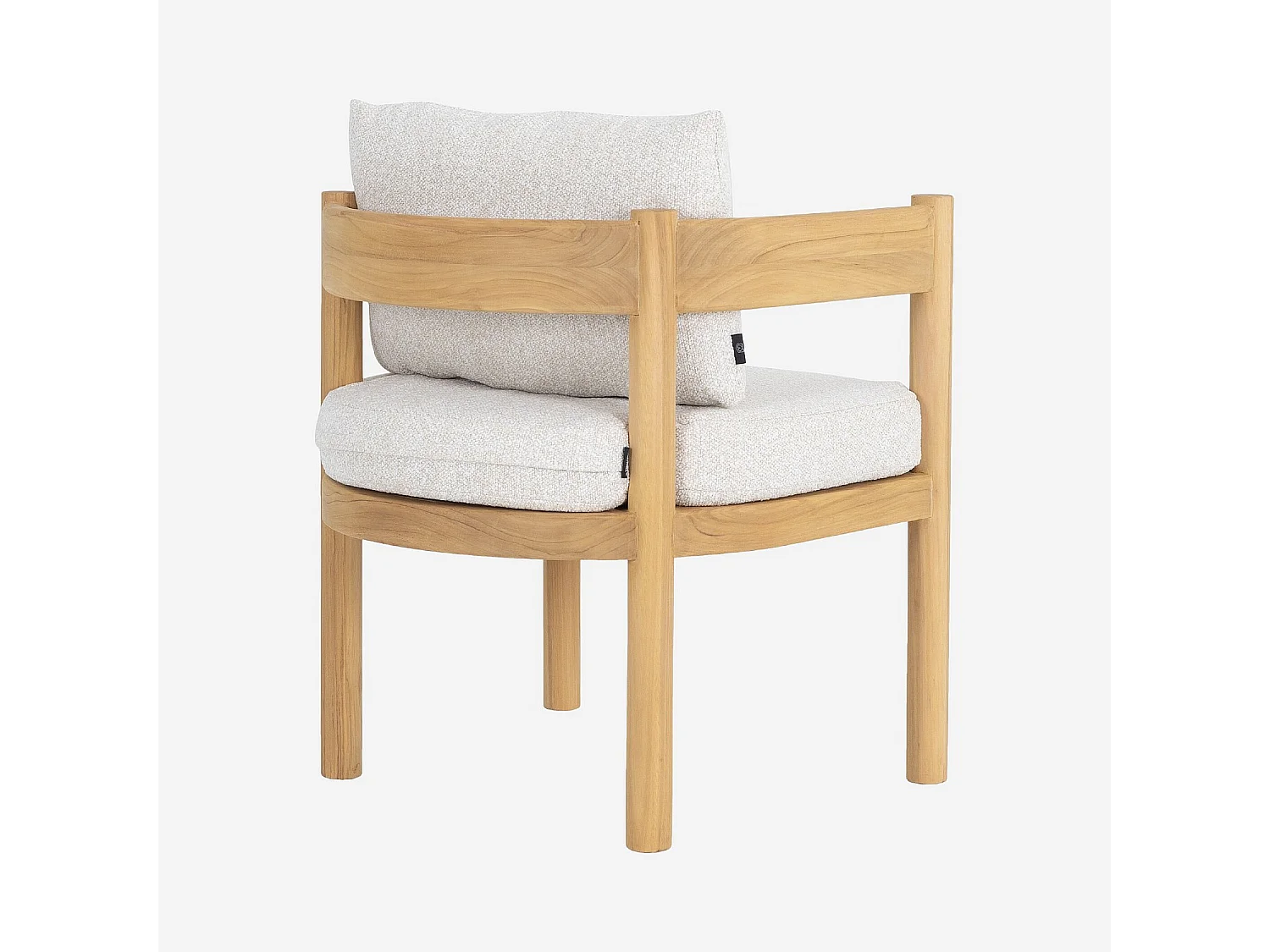 Chaise de jardin en tissu déperlant et teck massif - Blanc cassé