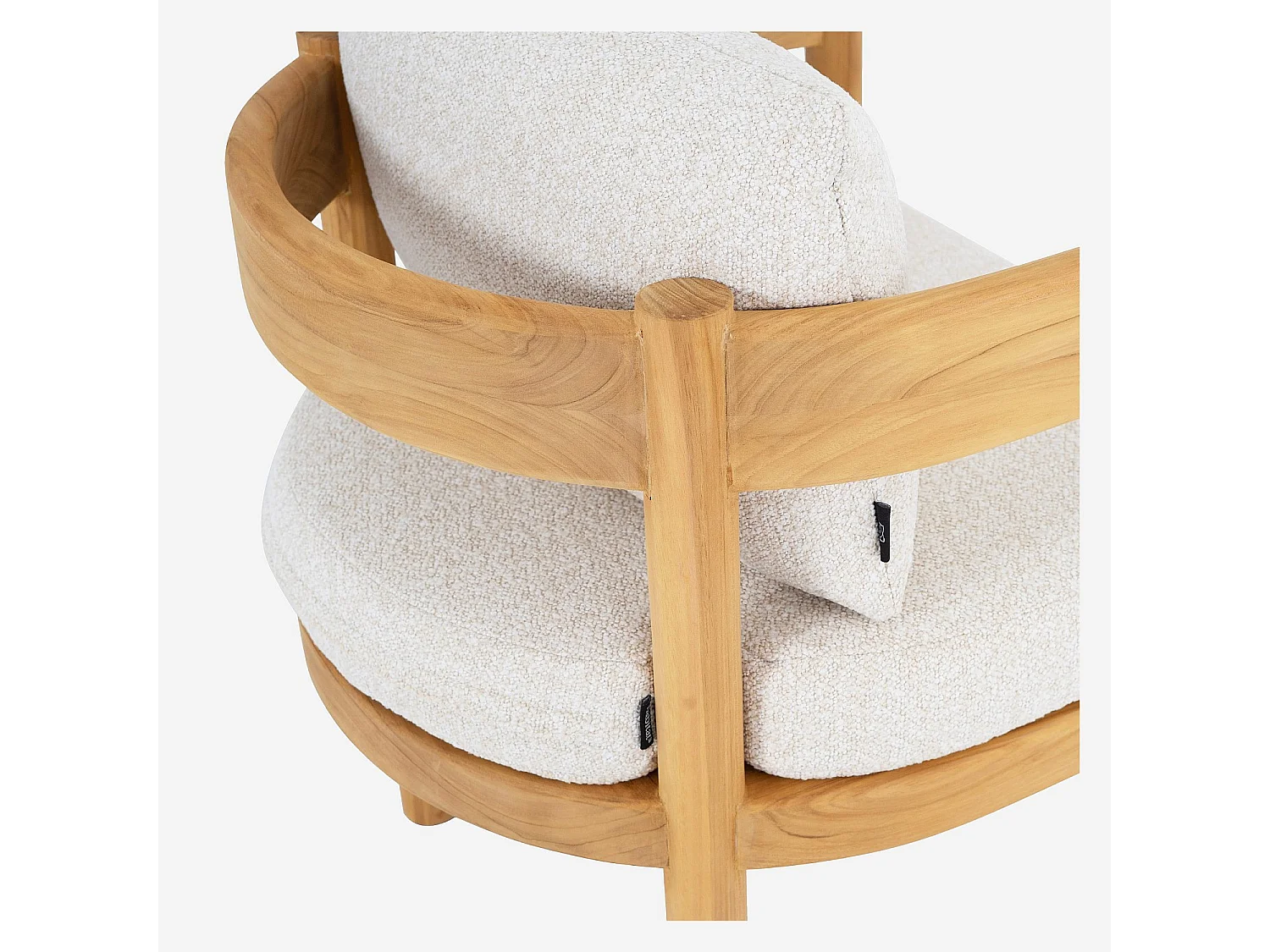 Chaise de jardin en tissu déperlant et teck massif - Blanc cassé