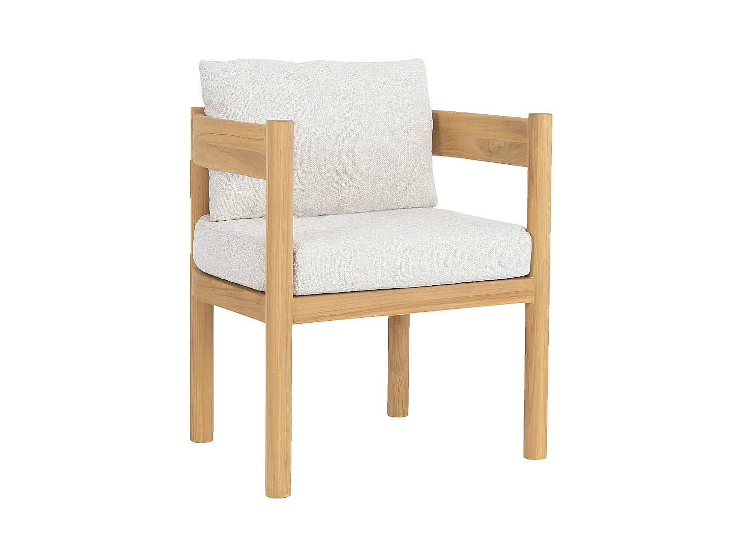 Habitat - Chaise de jardin en tissu déperlant et teck massif - Blanc cassé - Figari
