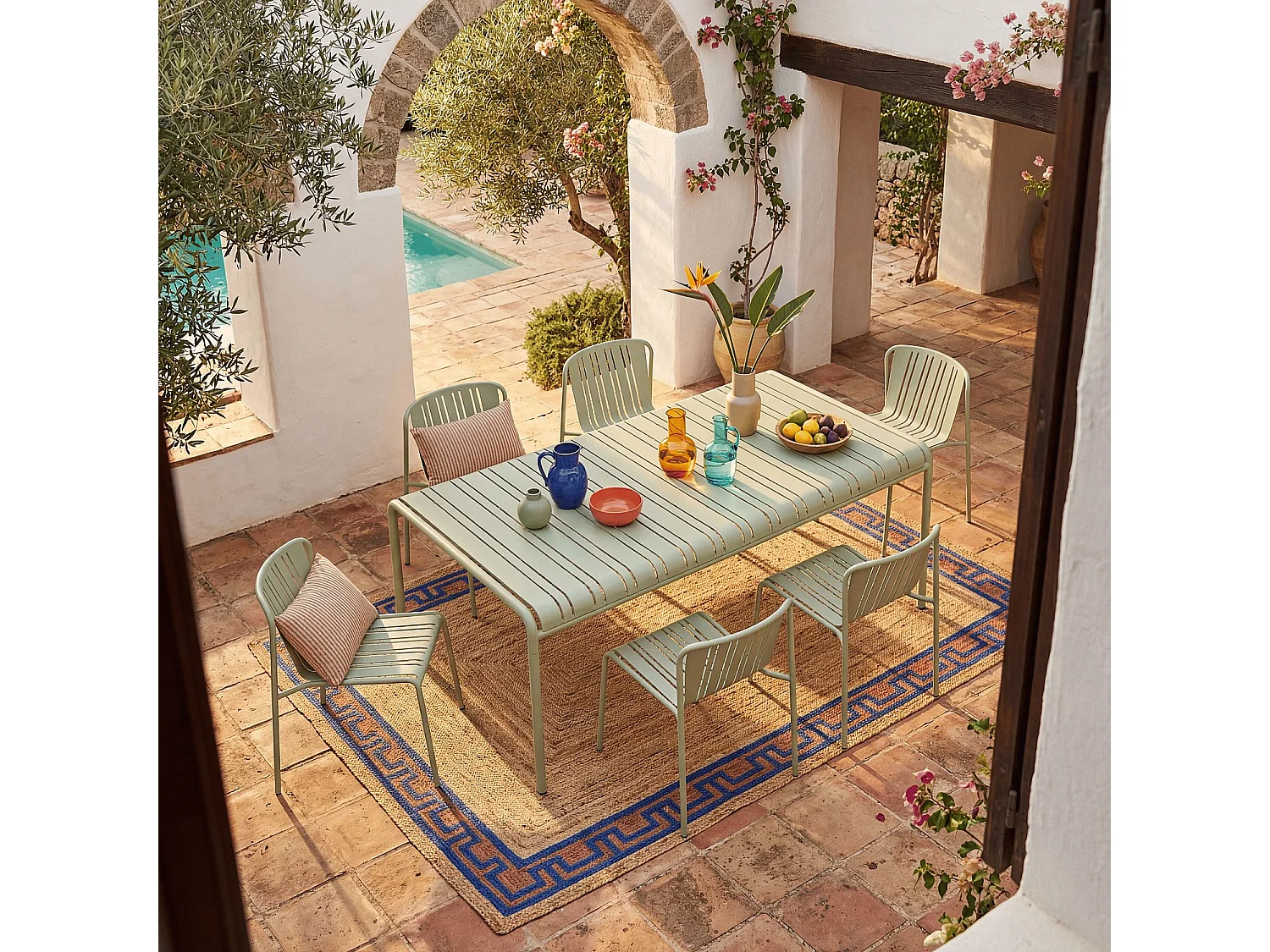 Lot de 2 chaises de jardin en acier - Vert pistache