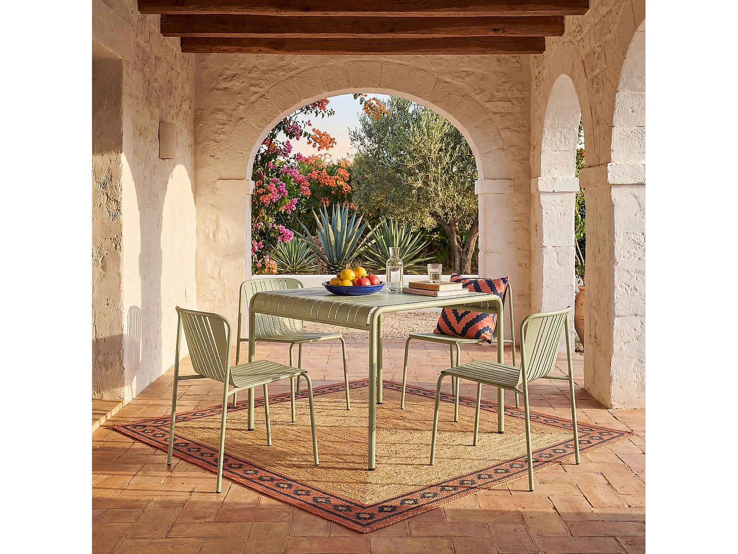 Lot de 2 chaises de jardin en acier - Vert pistache