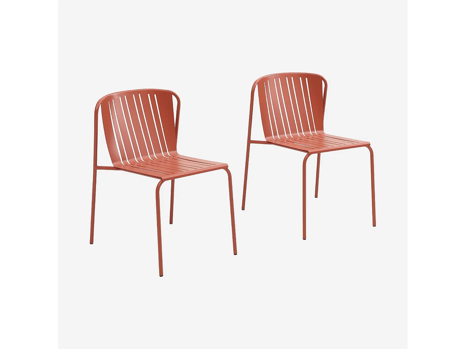 Lot de 2 chaises de jardin en acier - Terracotta