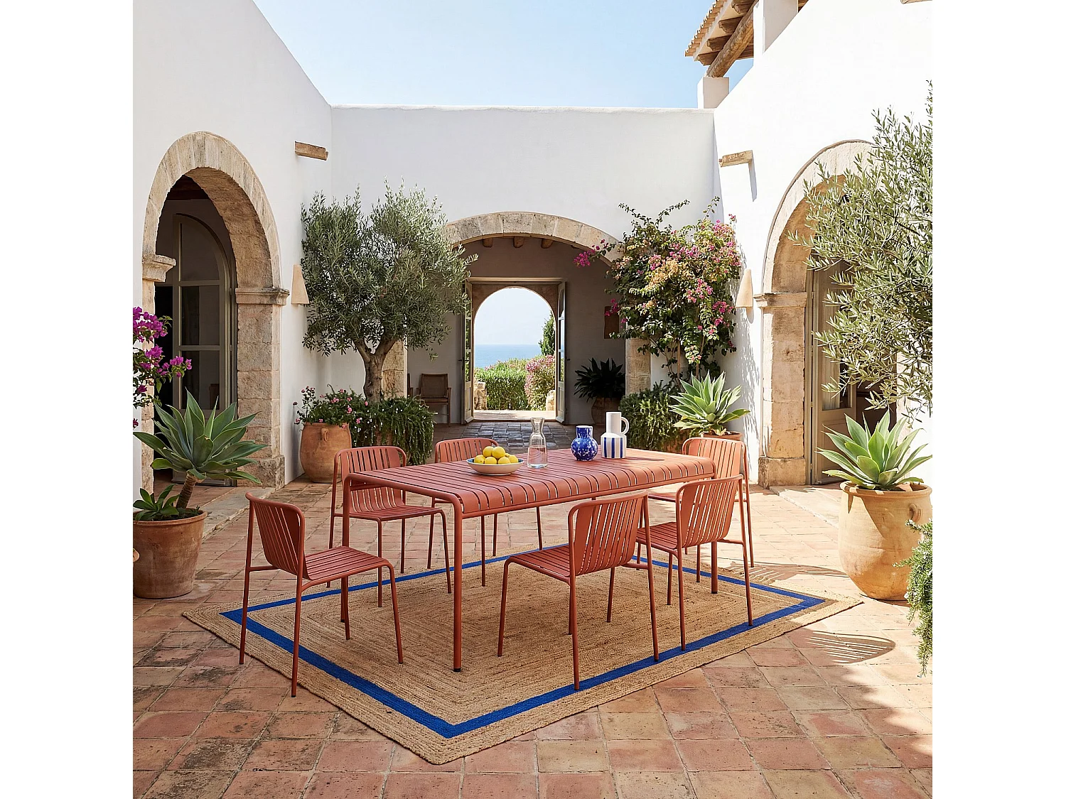 Lot de 2 chaises de jardin en acier - Terracotta