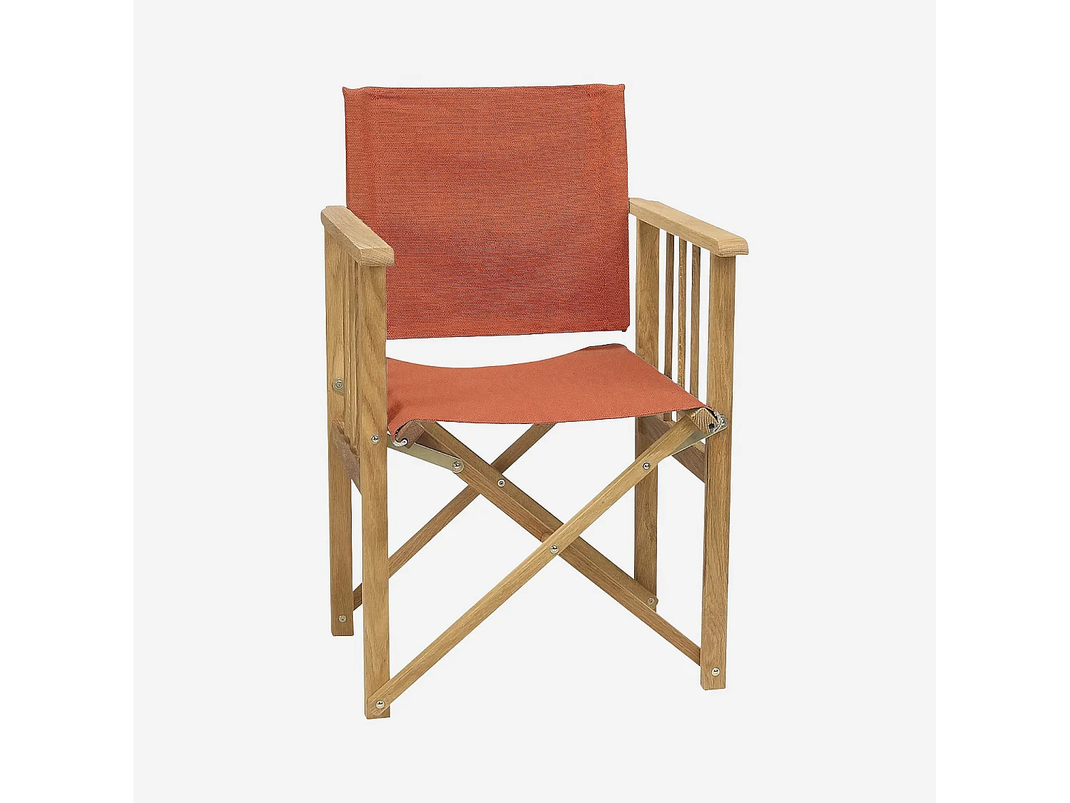 Lot de 2 chaises de jardin pliantes en chêne et toiles en coton - Terracotta