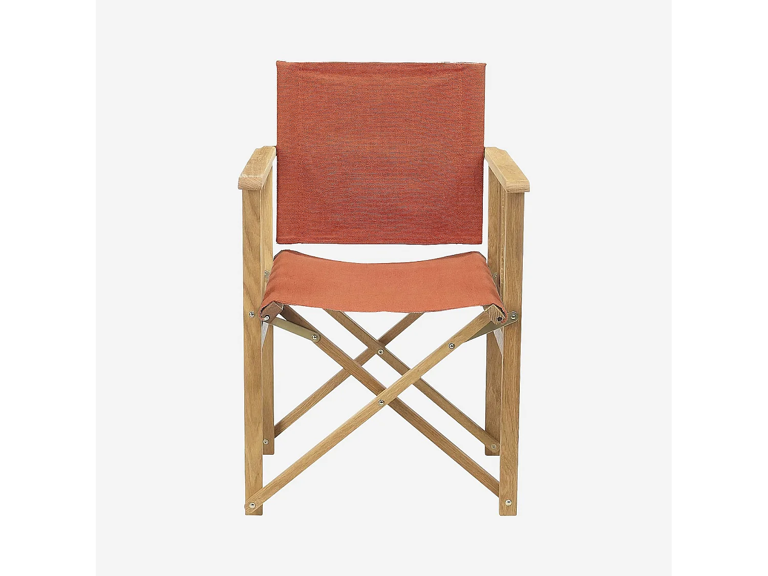 Lot de 2 chaises de jardin pliantes en chêne et toiles en coton - Terracotta