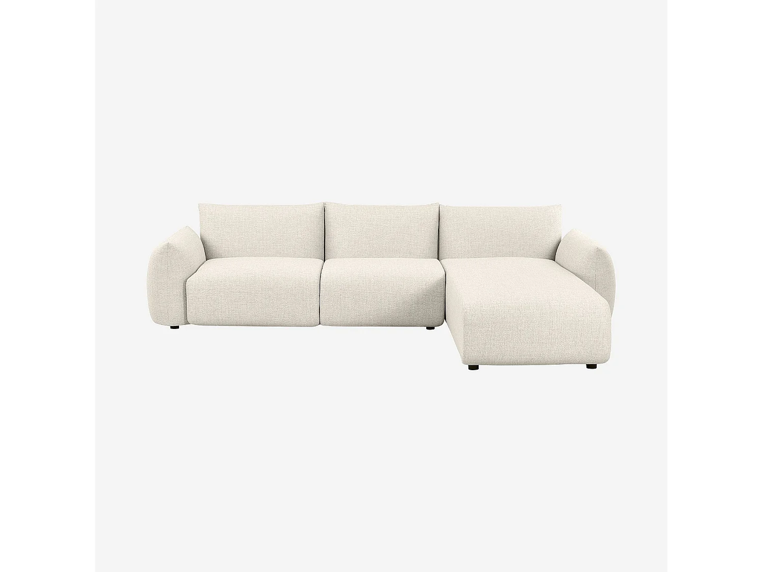 Canapé d'angle droit de jardin en tissu déperlant - Crème