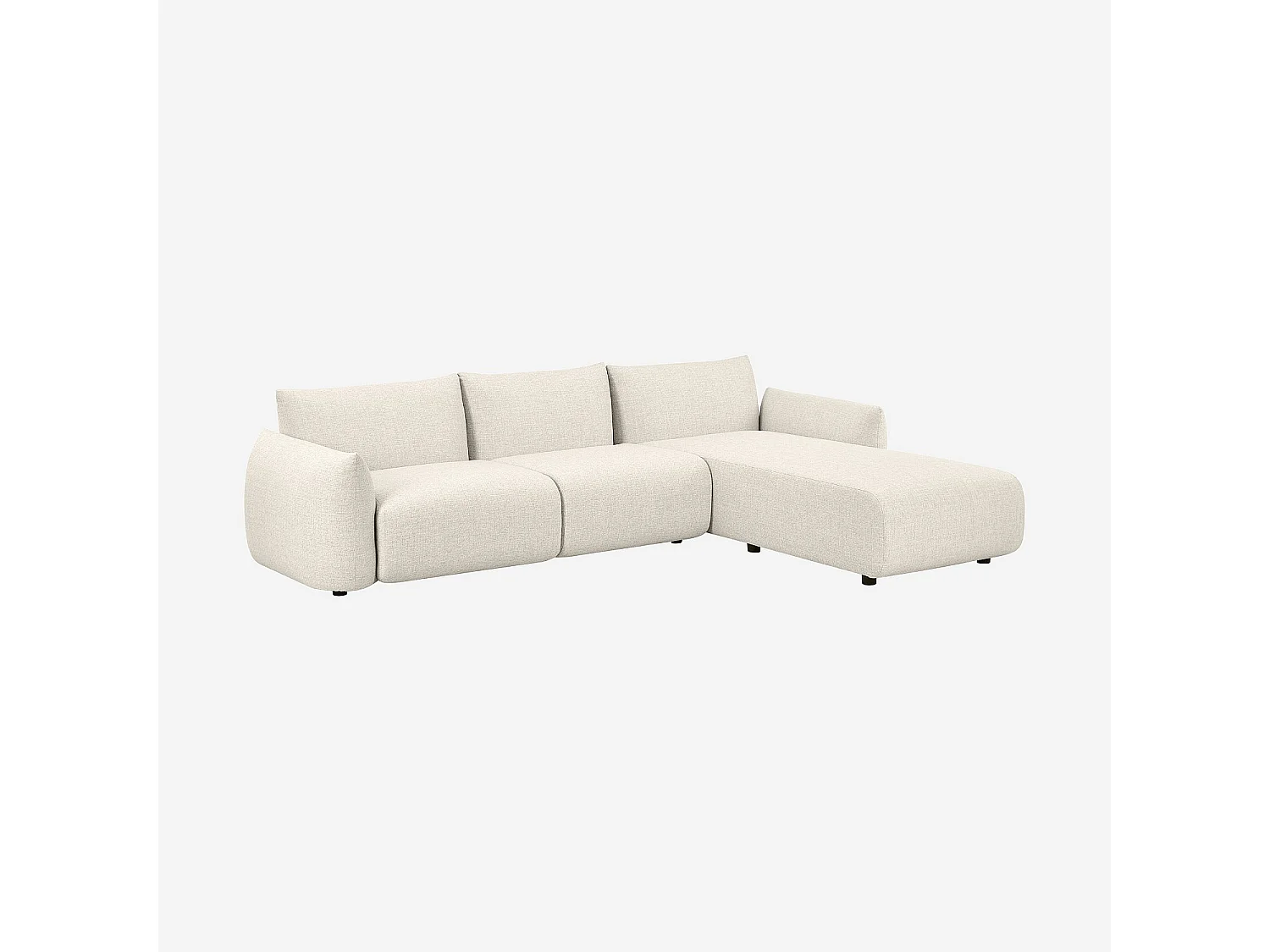 Canapé d'angle droit de jardin en tissu déperlant - Crème