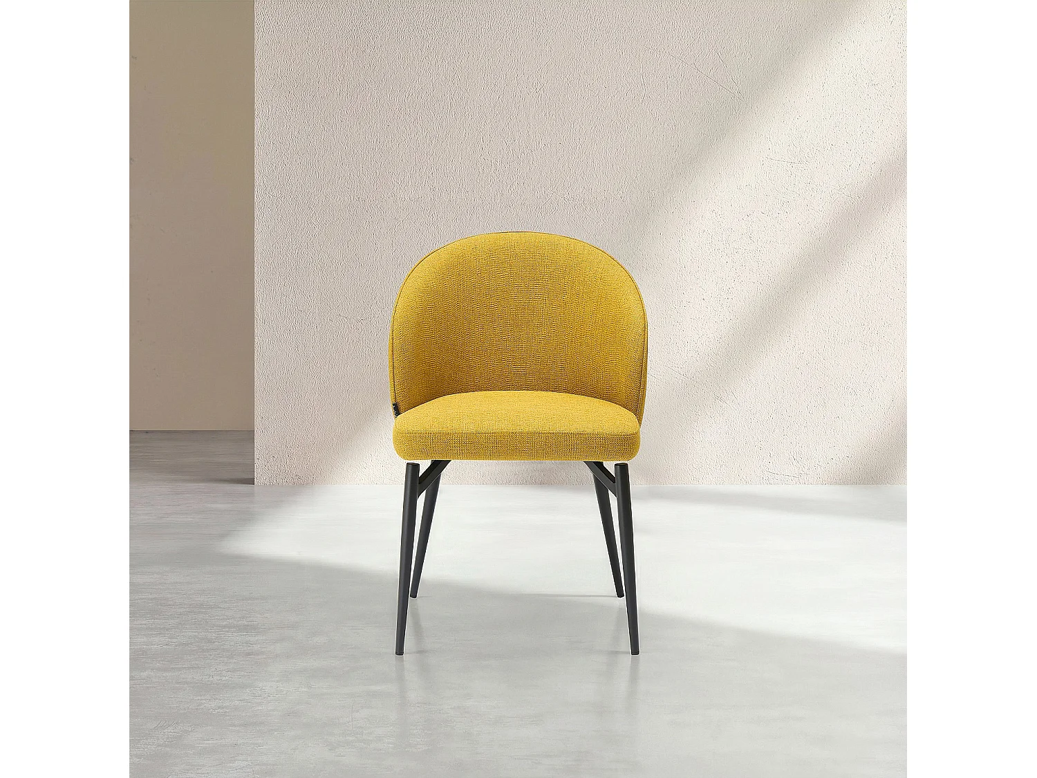 Lot de 2 chaises en tissu et métal - Jaune moutarde