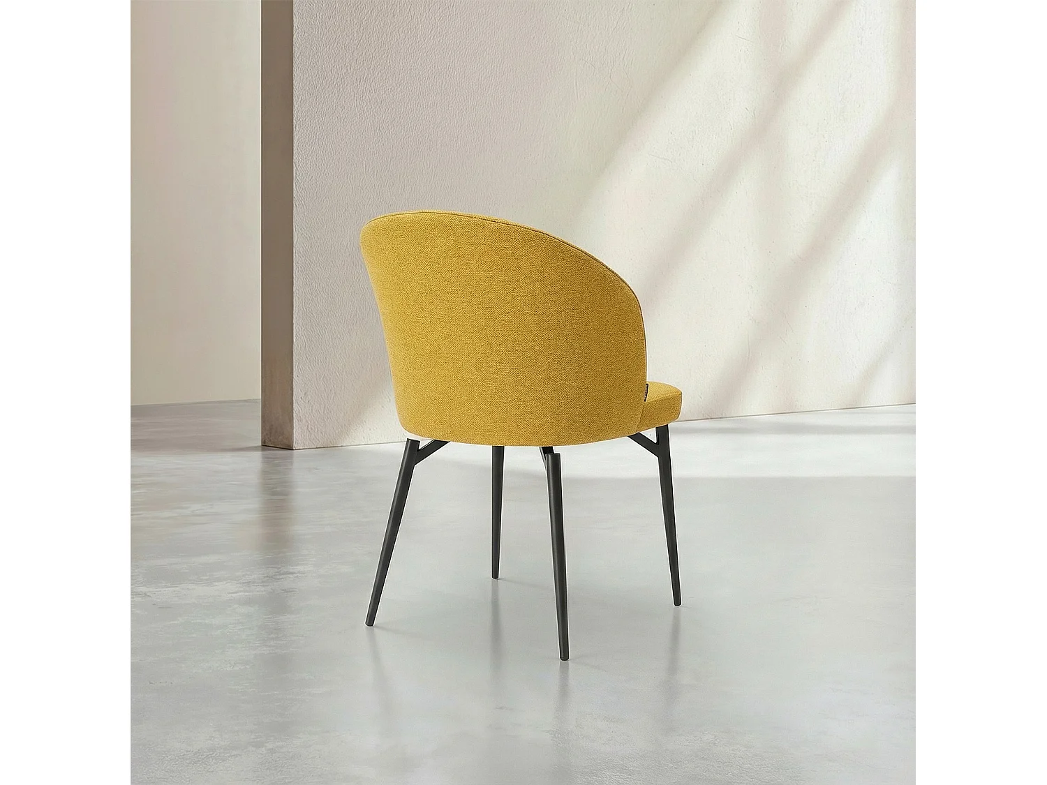 Lot de 2 chaises en tissu et métal - Jaune moutarde