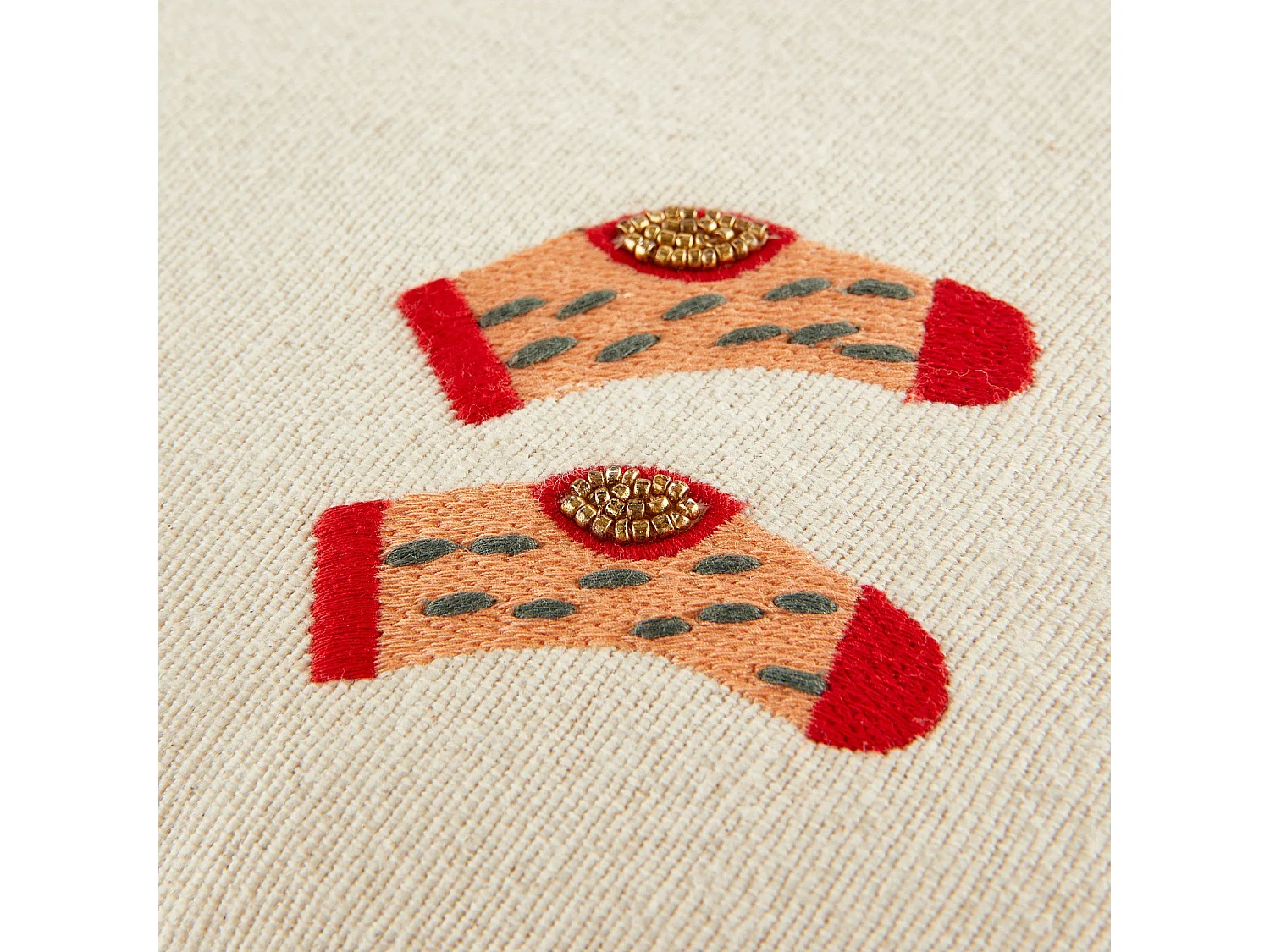 Coussin en coton - 45 x 45 cm - Rouge et Ecru à motifs