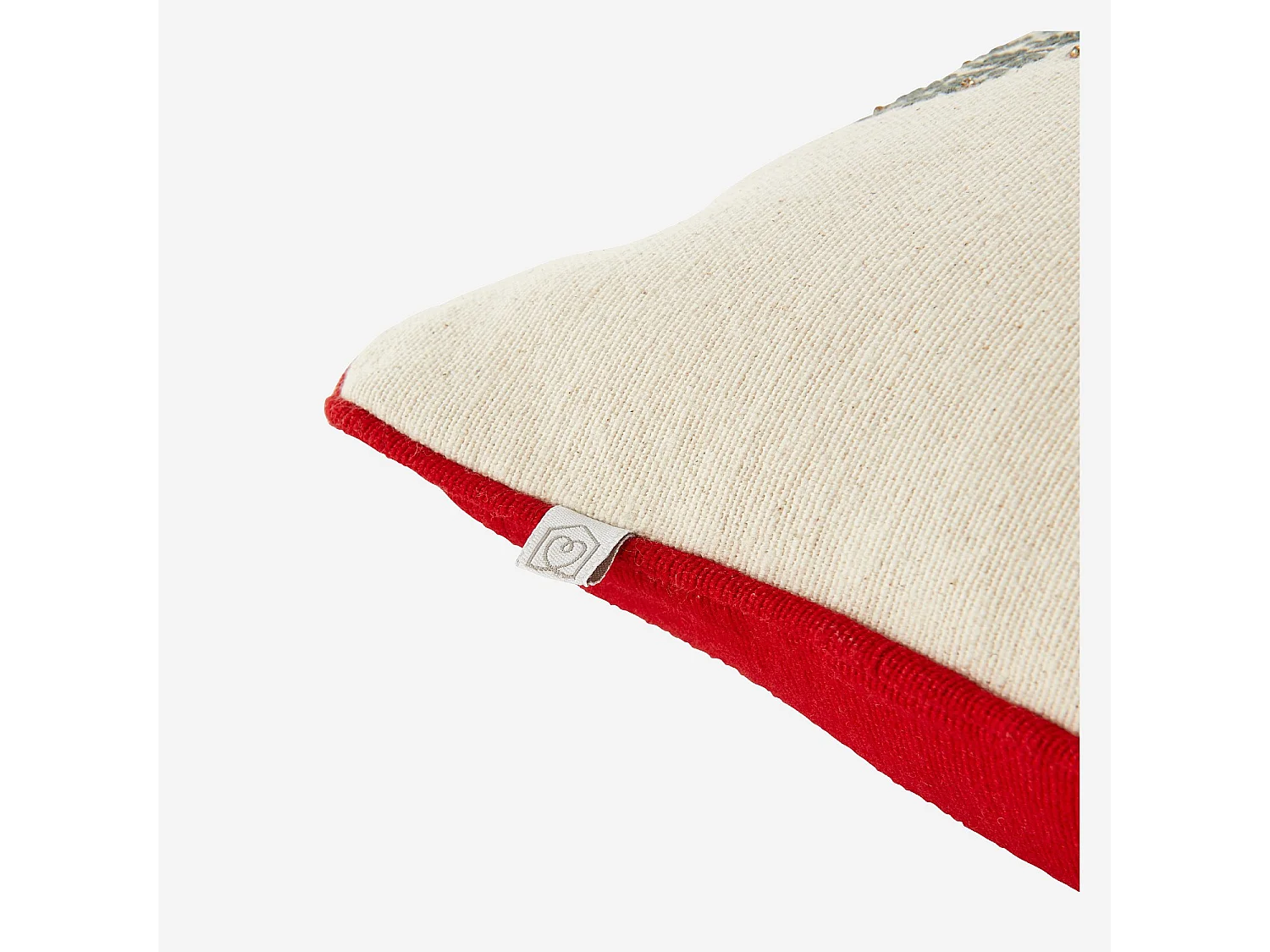 Coussin en coton - 45 x 45 cm - Rouge et Ecru à motifs