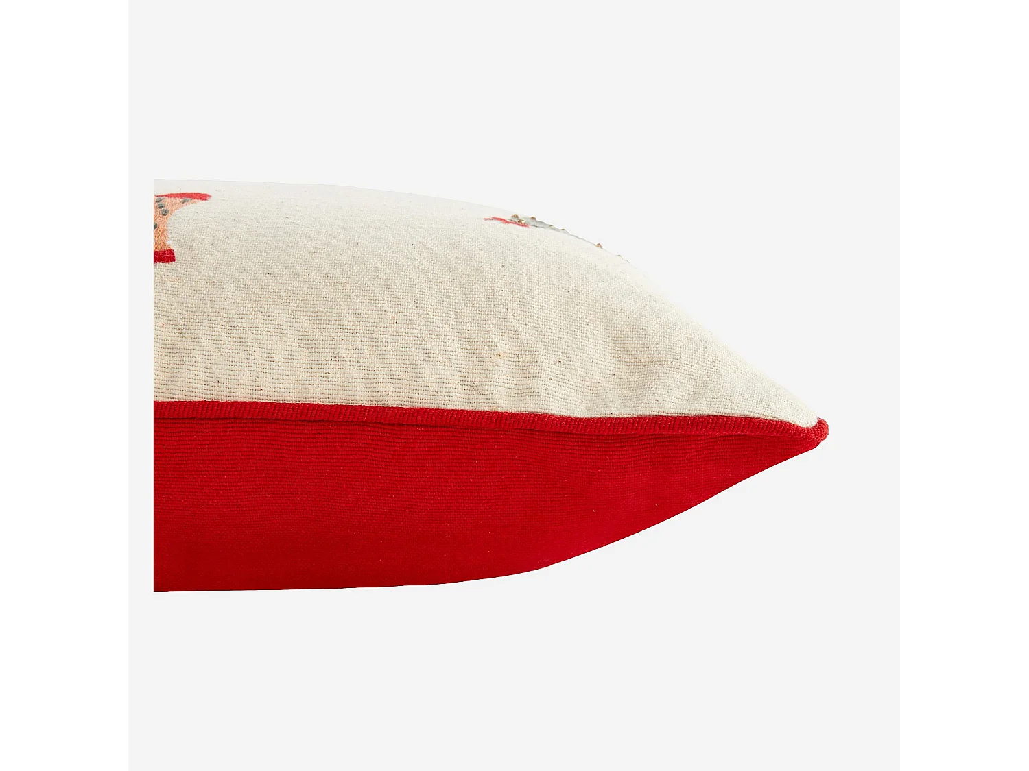 Coussin en coton - 45 x 45 cm - Rouge et Ecru à motifs