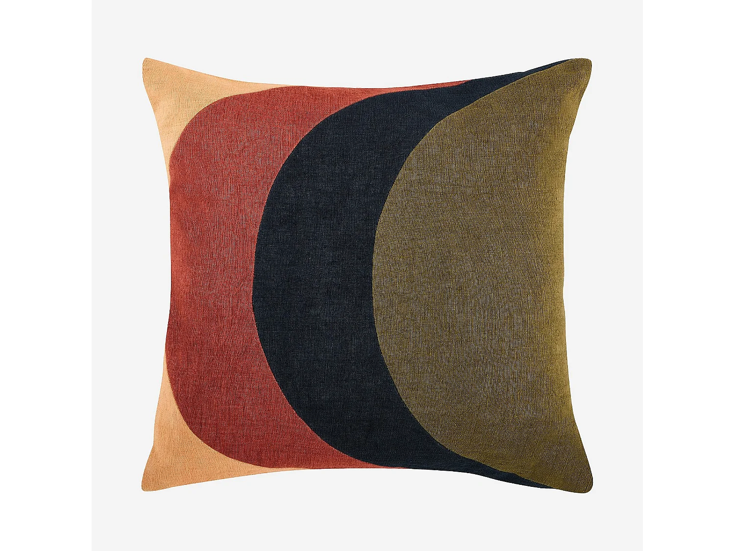 Coussin en lin et coton - 45 x 45 cm - Bronze, bleu et rose - Design by Floriane Jacques