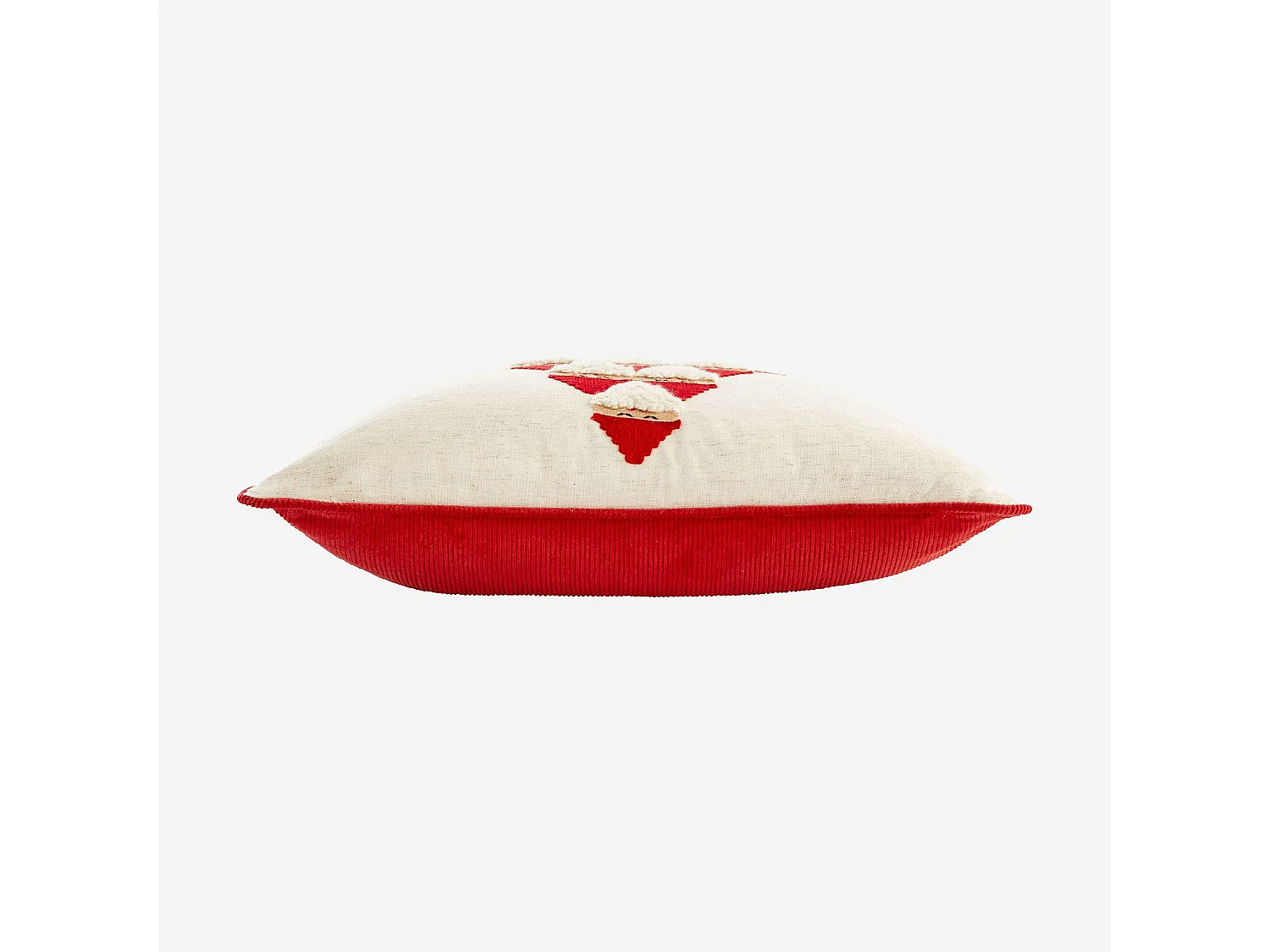 Coussin en lin et coton - 45 x 45 cm - Rouge et Ecru à motifs