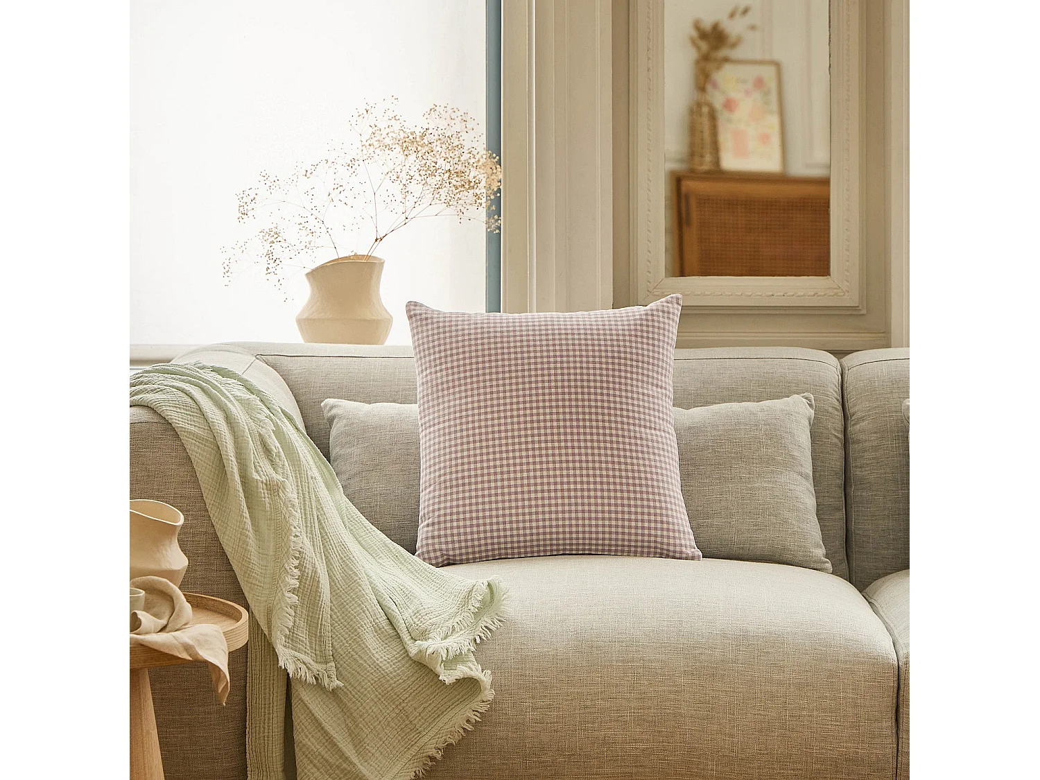 Coussin en coton - 45 x 45 cm - Lilas