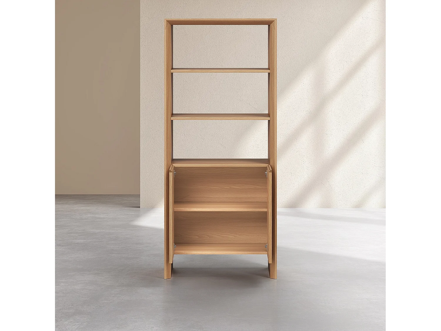 Habitat - Bibliothèque 2 portes et 2 étagères en chêne - Naturel - Rafael