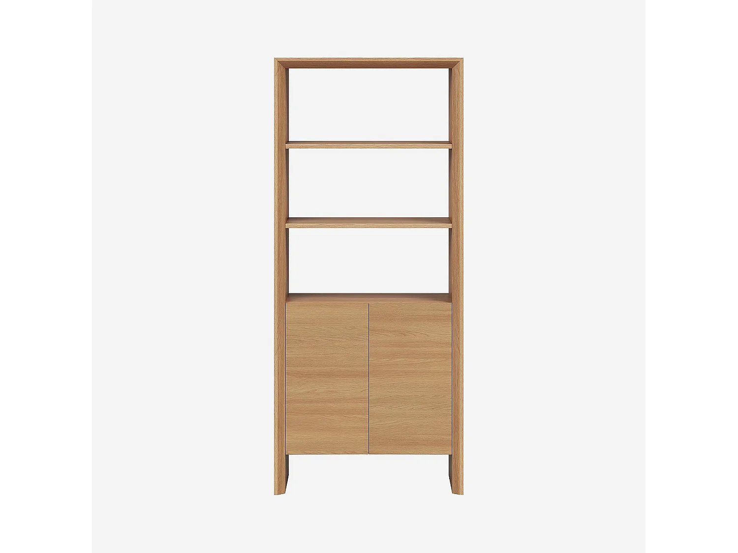 Habitat - Bibliothèque 2 portes et 2 étagères en chêne - Naturel - Rafael