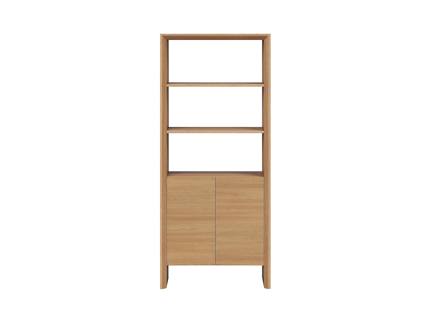 Habitat - Bibliothèque 2 portes et 2 étagères en chêne - Naturel - Rafael