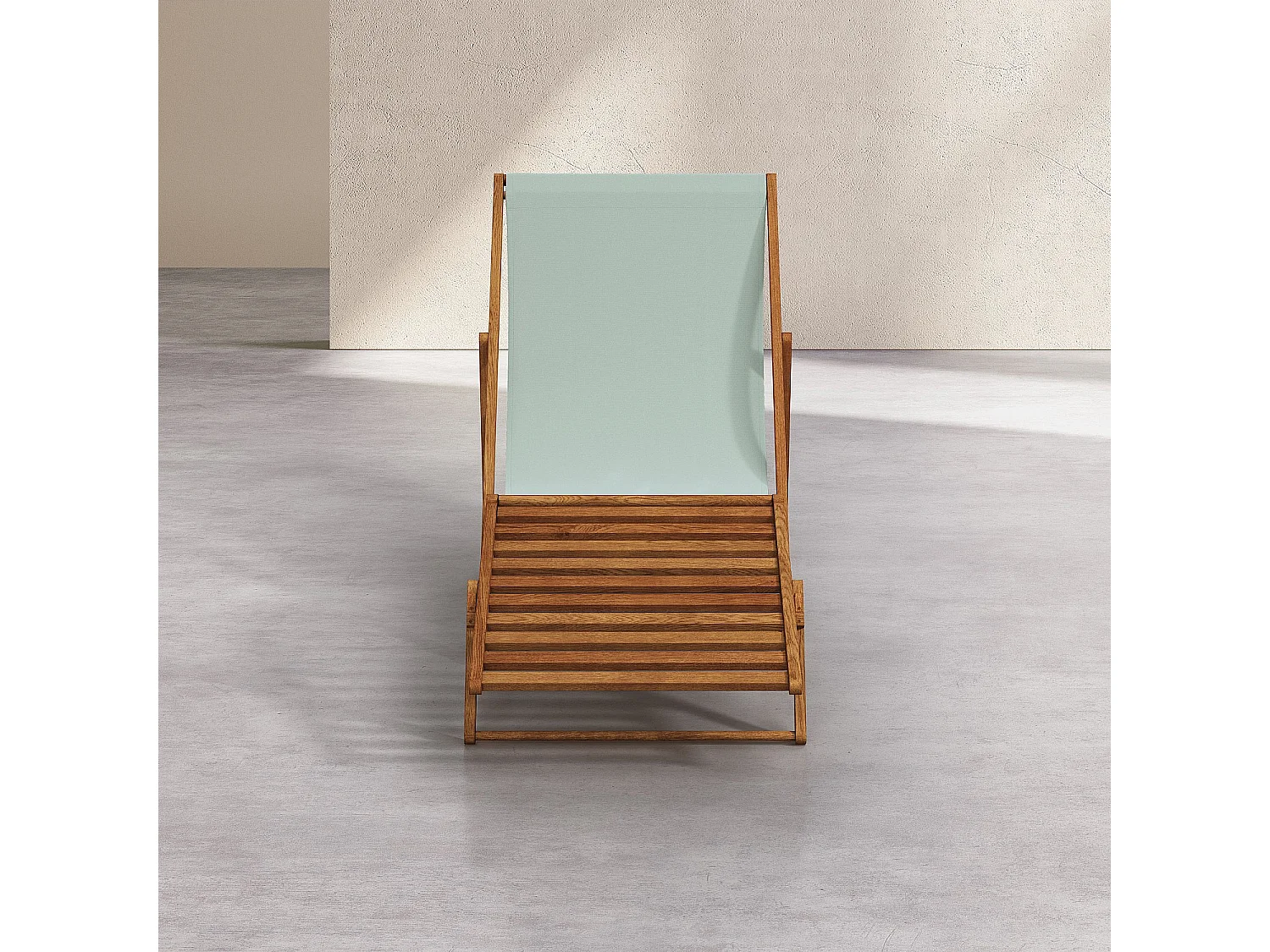 Chilienne en chêne et toile en coton avec repose-pieds - Vert céladon