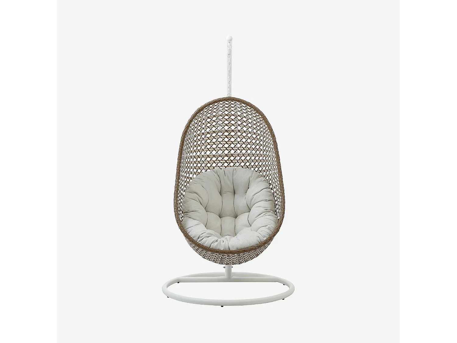 Fauteuil suspendu de jardin en résine tressée et métal blanc - Moka