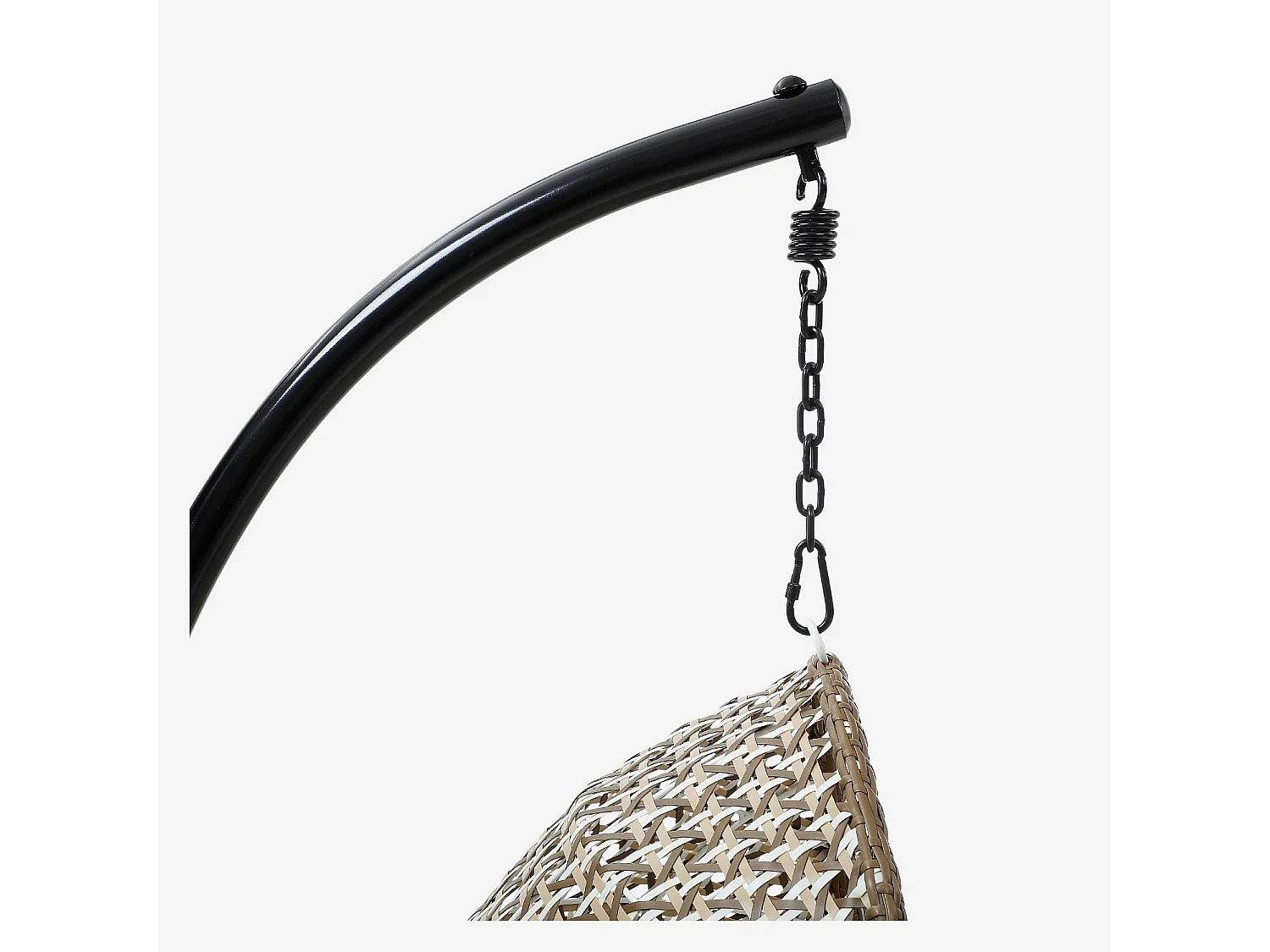 Fauteuil suspendu de jardin en résine tressée et métal noir - Moka